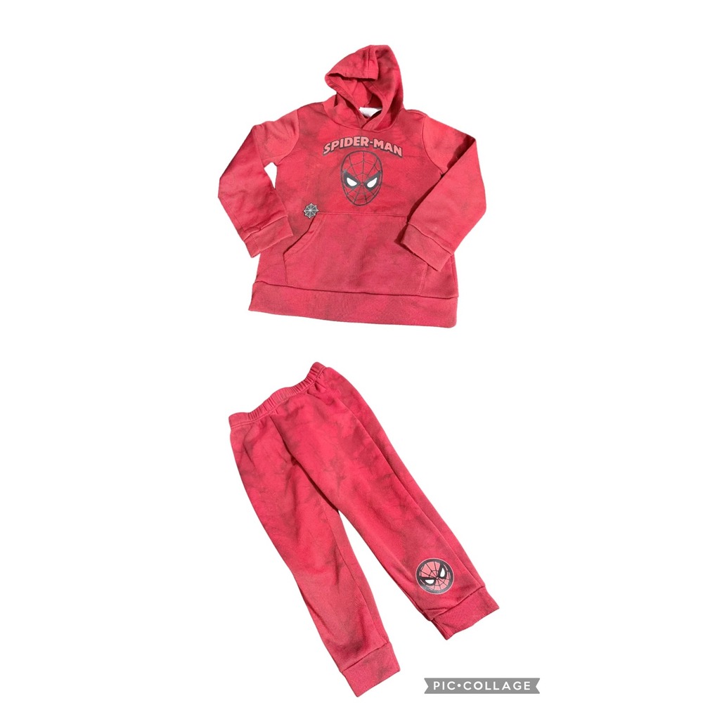 Marvel Spider-Man Hoodie and Joggers Set Kids Red Tie Dye Marvel Comics SZ 5